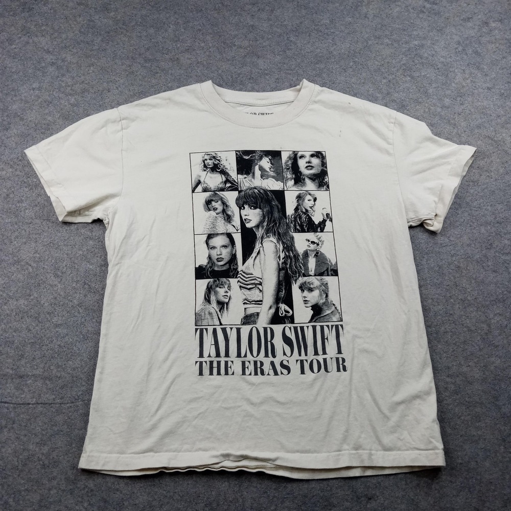 Taylor Swift Shirt Mens Large White Eras Tour Dates Concert‎ Graphic Tagless Tee